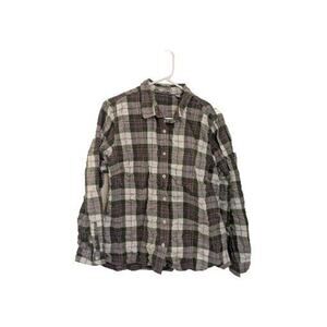 Toad & Co Women's Button-up Shirt Long Sleeve Plaid Size L Gray Purple.